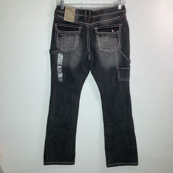 Ninth Hall‎ Mens Signal Stacked Flare Distressed Jeans Black Size 34 x 35 NWT - Picture 3 of 11